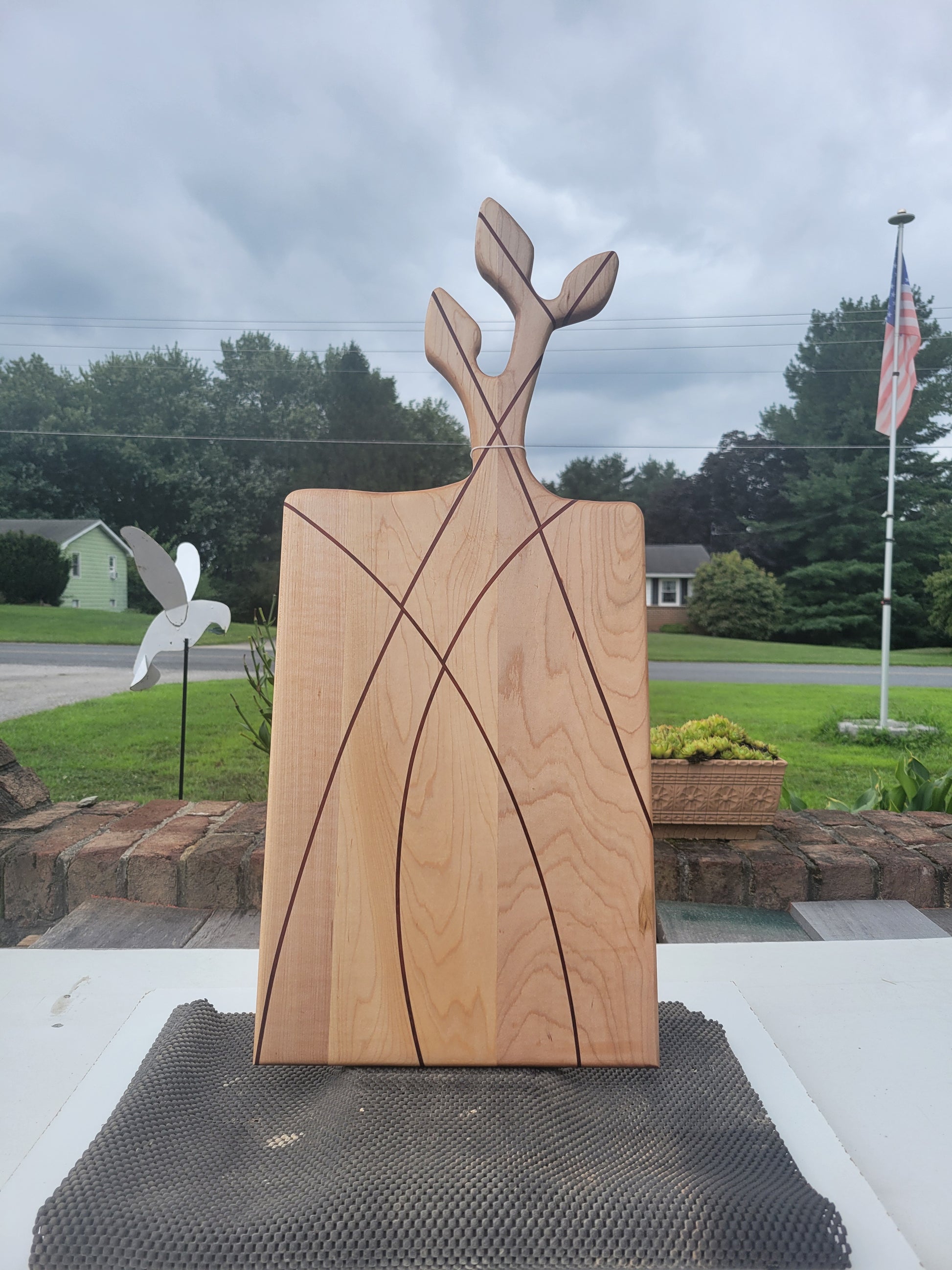 Maple Tree of Life Charcuterie Board with strips of Padauk
