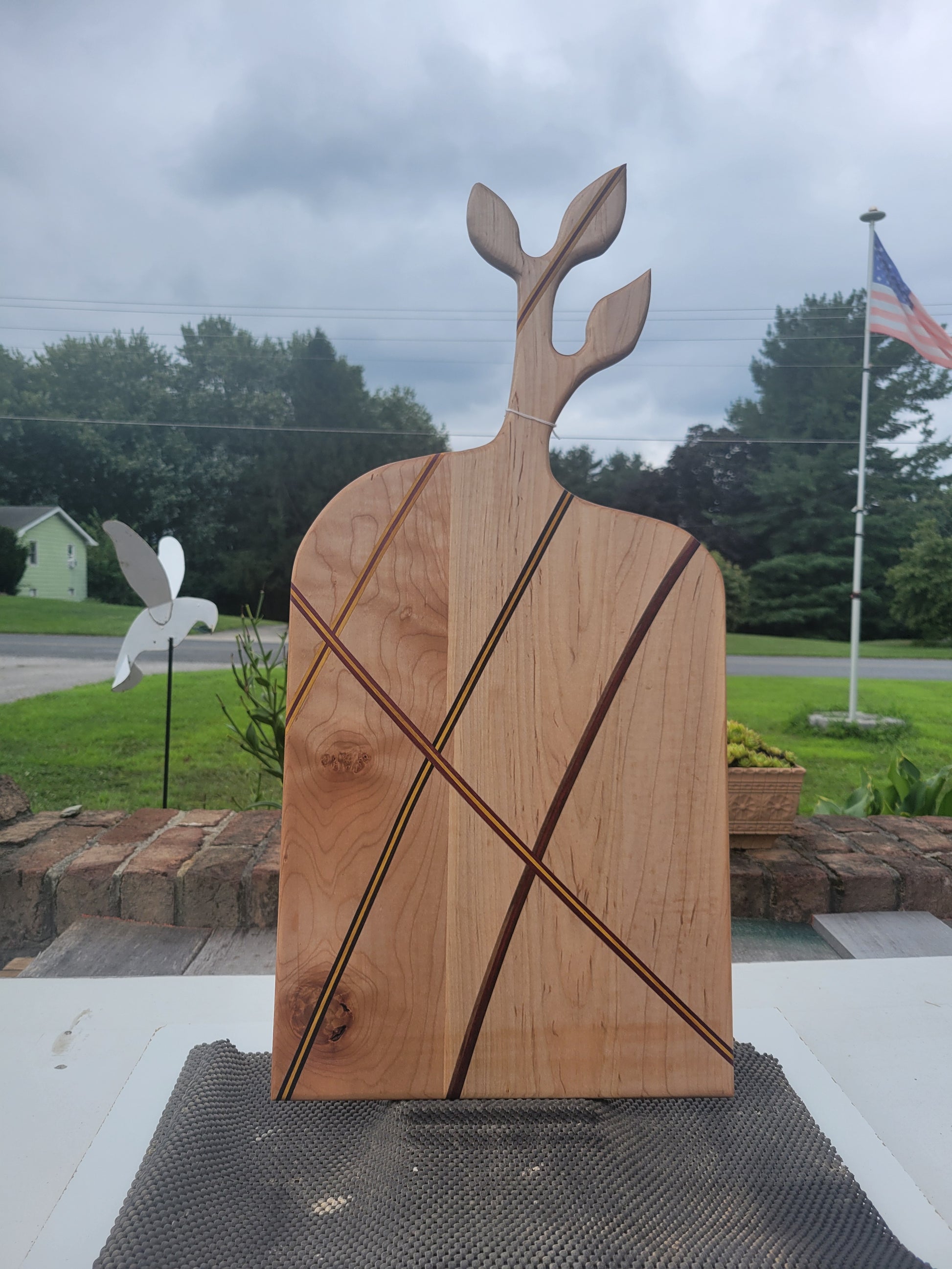 Maple Tree of Life Charcuterie Board with strips of Osage, Purpleheart, Wenge, Walnut, and Padauk