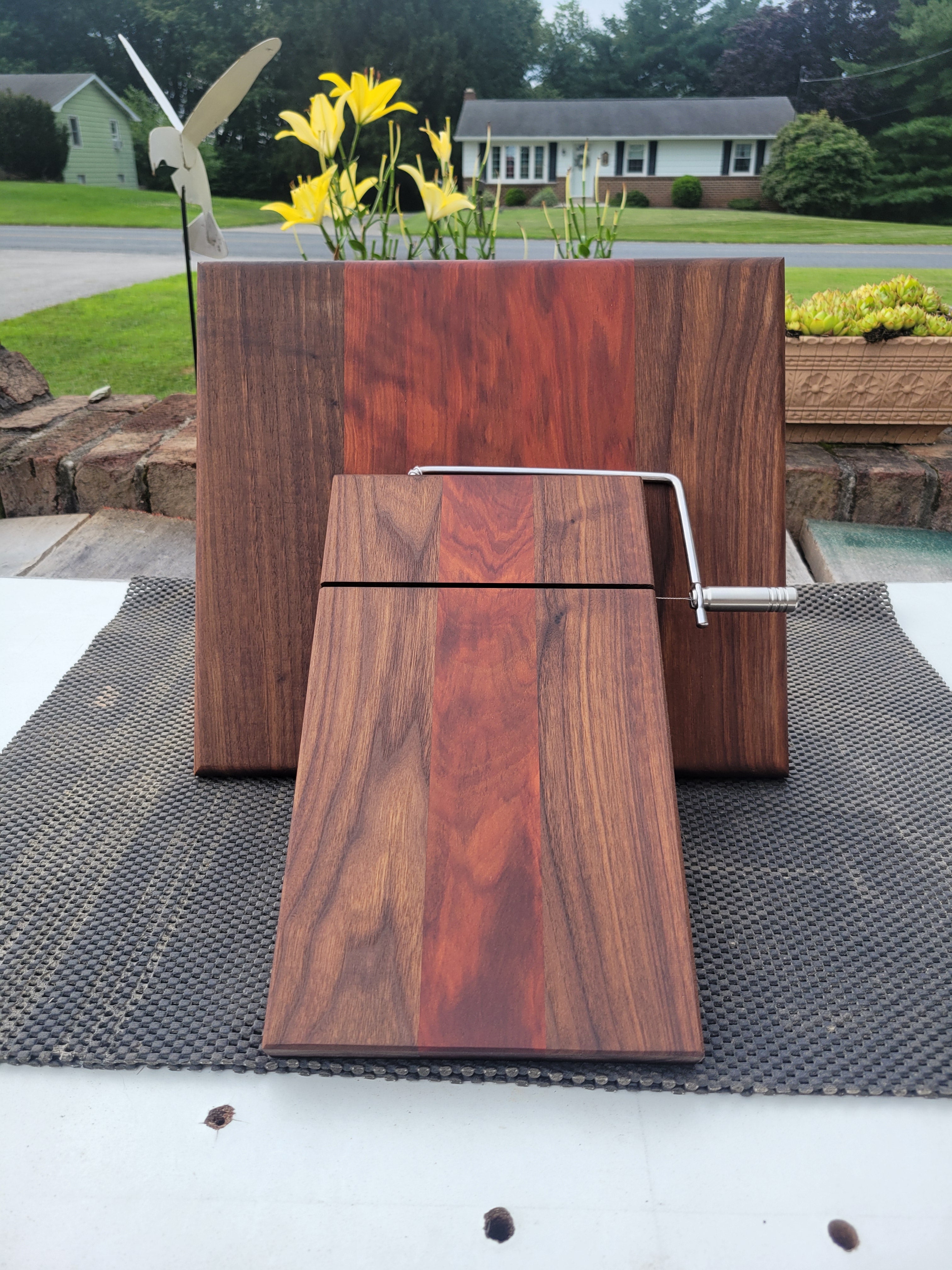 Walnut and Redheart Cutting Board and Cheese Board set