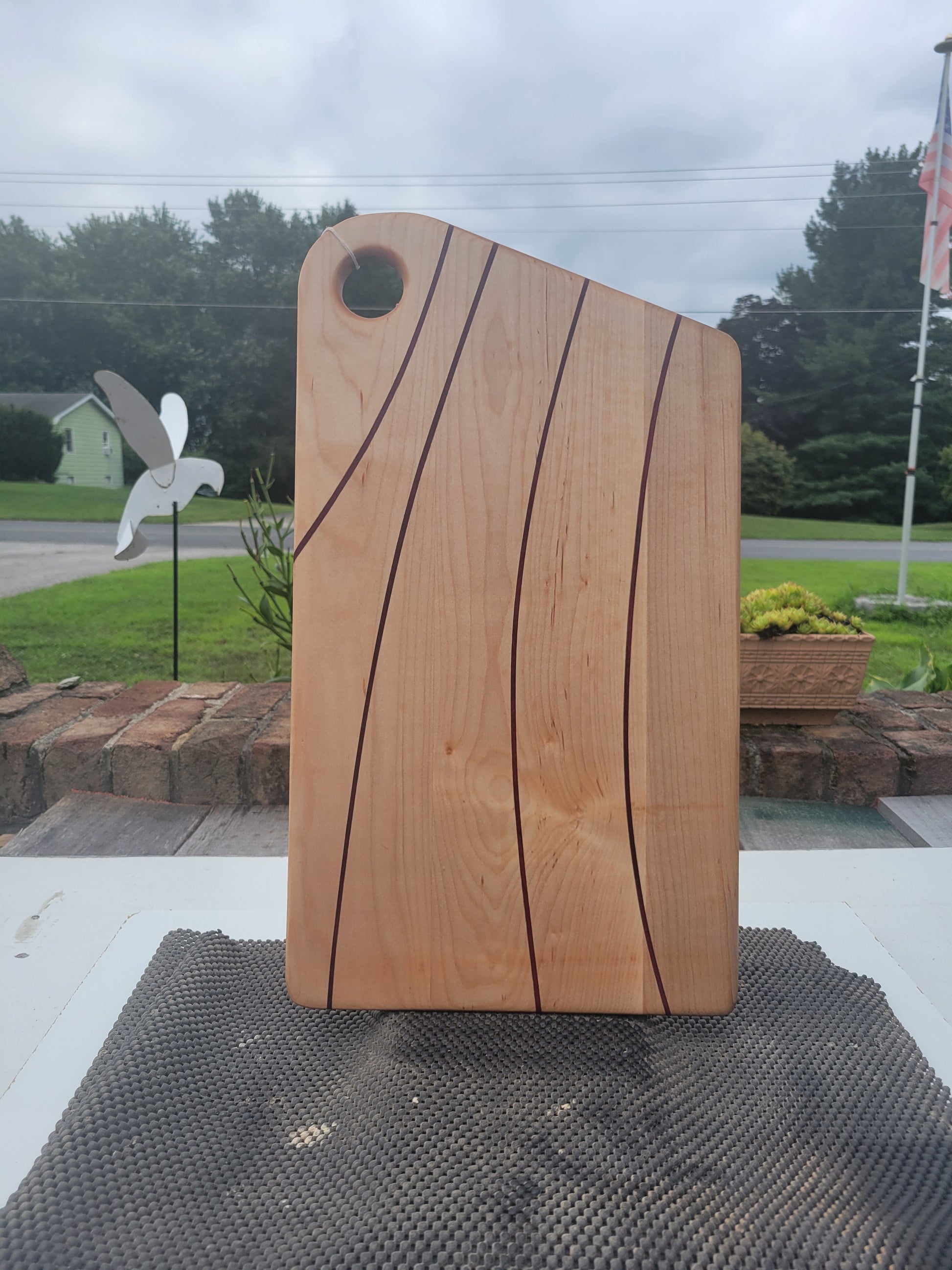 Maple Charcuterie Board with strips of Purpleheart