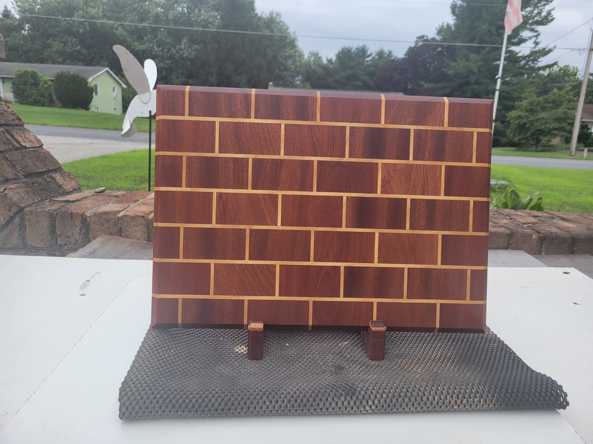 Brick Pattern Cutting Board with Matching Stand