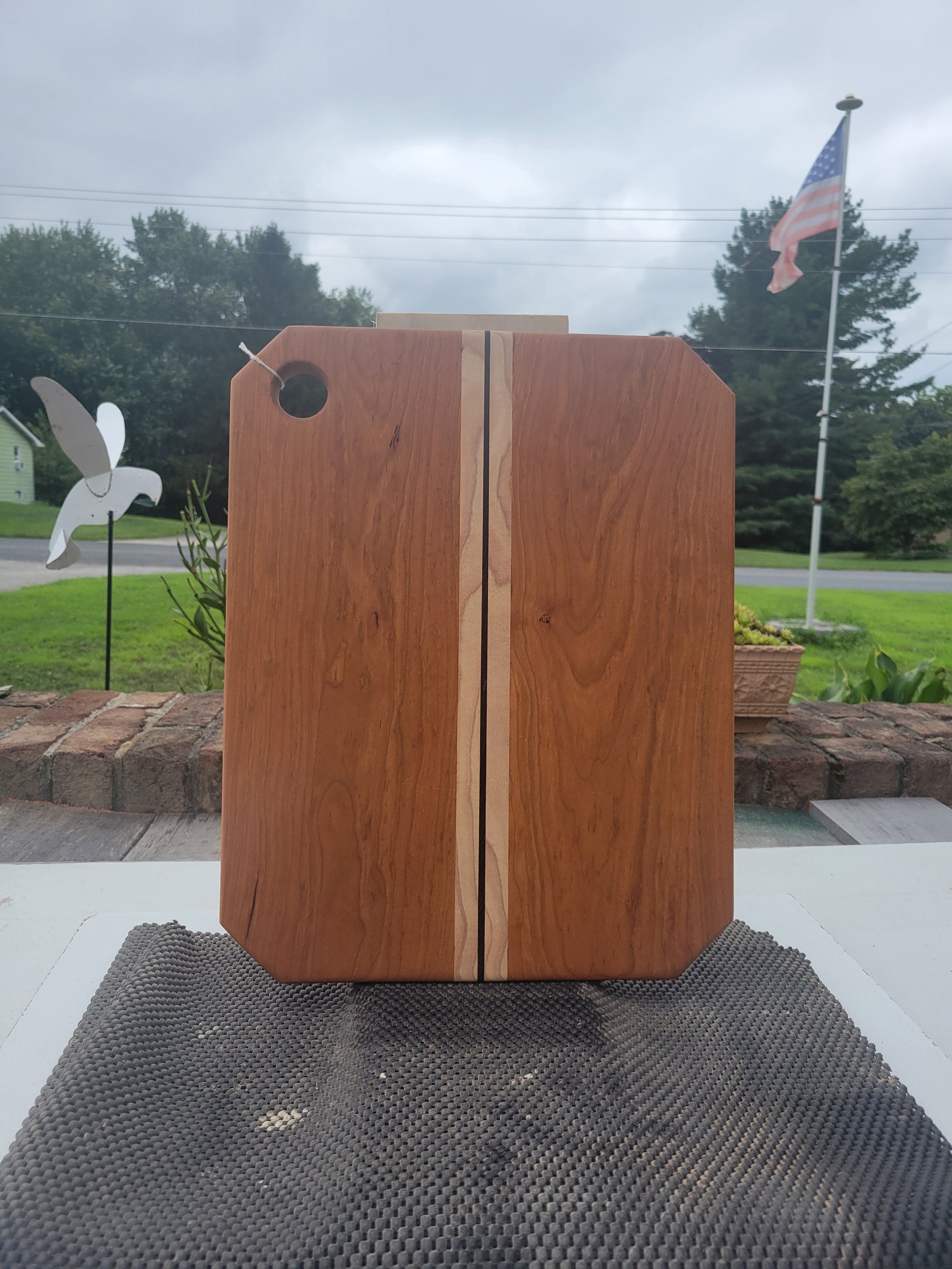 Cherry Charcuterie Board with strips of Maple and Wenge